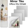 Shatterproof Wall Mirror Full Length for Bedroom, Acrylic Gym Mirrors For Home, Extra Thick: 0.12 inch, 12 x 12 inch x 4 Pcs, Workout Mirrors Safe