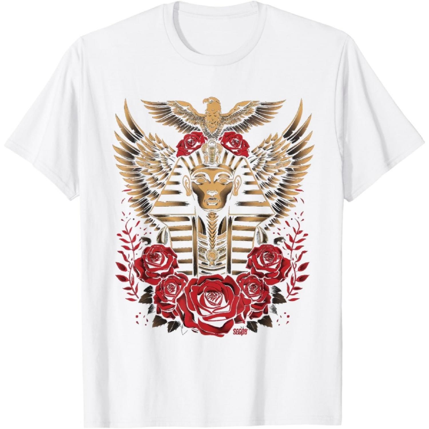египетский древний фараон с розами сфинкс египетская футболка(14) S