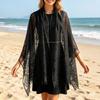 Women's Lace Shawl Fringe Cover Up Hollow Out Sheer Poncho Sun Protection Wrap for Travel Beach Holiday