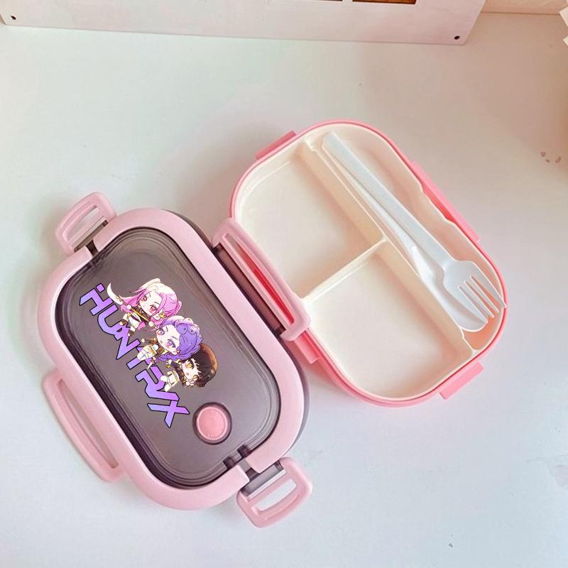 KPop Demon Hunters Portable Bento Lunch Boxs Girl Boy Compartment Fruit Food Boxs Microwave Lunch Box Picnic Fresh Box Gift