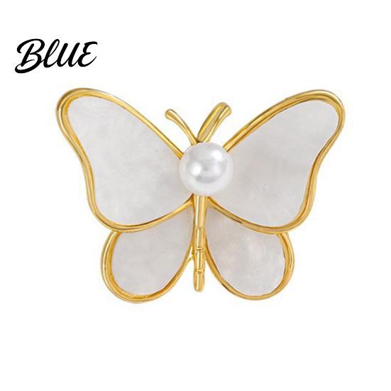 Enamel Butterfly Pin Women Brooch Sparkling Rhinestones Faux Pearl Butterflies кремовый