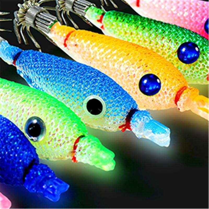 7pcs/Set Lures Baits Squid Jig Fishing Lures Glow Jig Hook 5.5cm Artificial Hard Baits Squid Jig Cuttlefish Hook