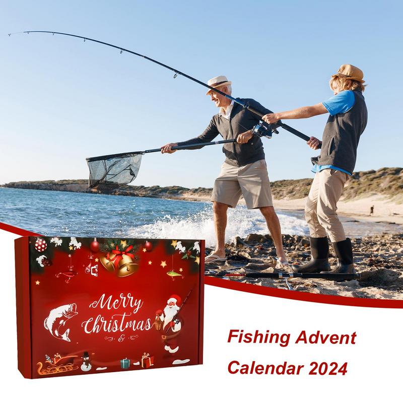 2025 Fishing Lure Advent Calendar Fish Bait Christmas Countdown Calendar Practical 24 Days Fishing Lures Set Festive Fish Bait