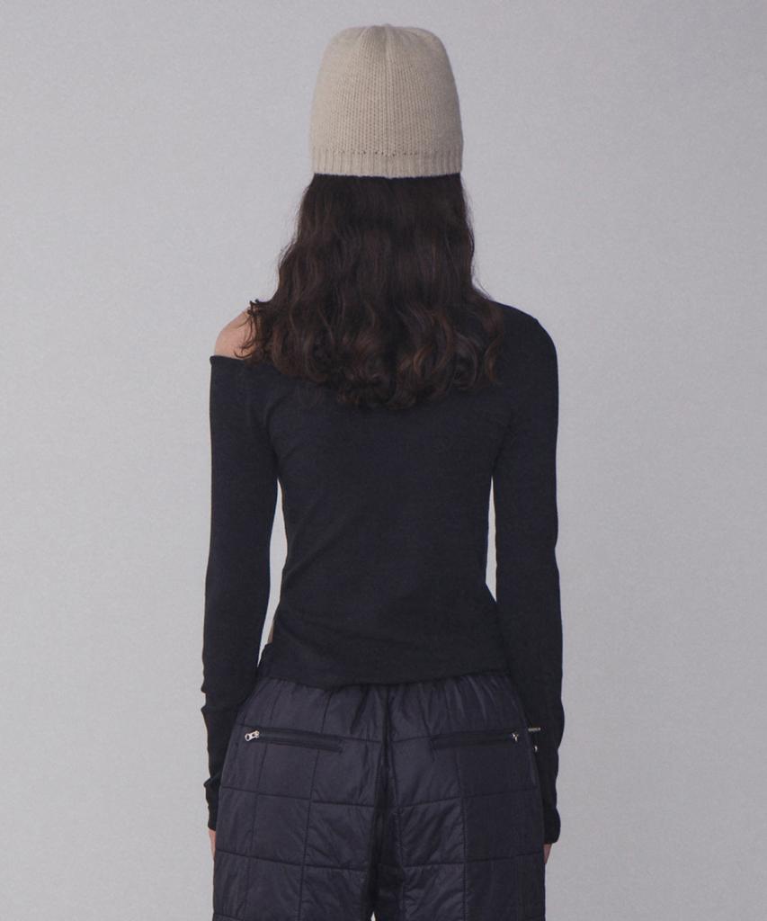 REST&RECREATION Rr One Shoulder Long Sleeve Top - Black
