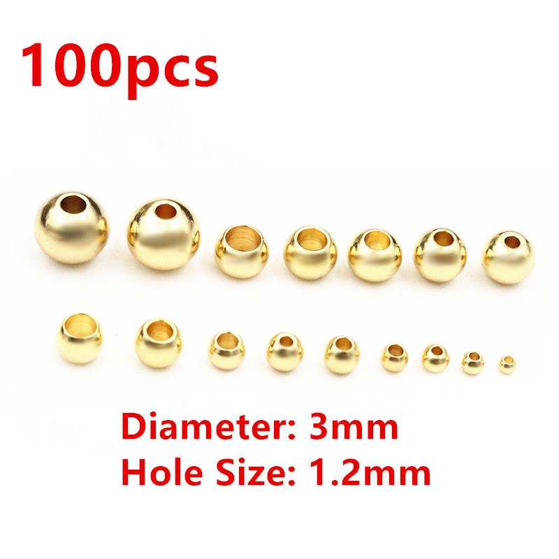 30-100pcs 2-8mm Stainless Steel Gold Color Spacer Beads Charm Loose Bead DIY Bracelets Necklace Beads for Jewelry Making Charms