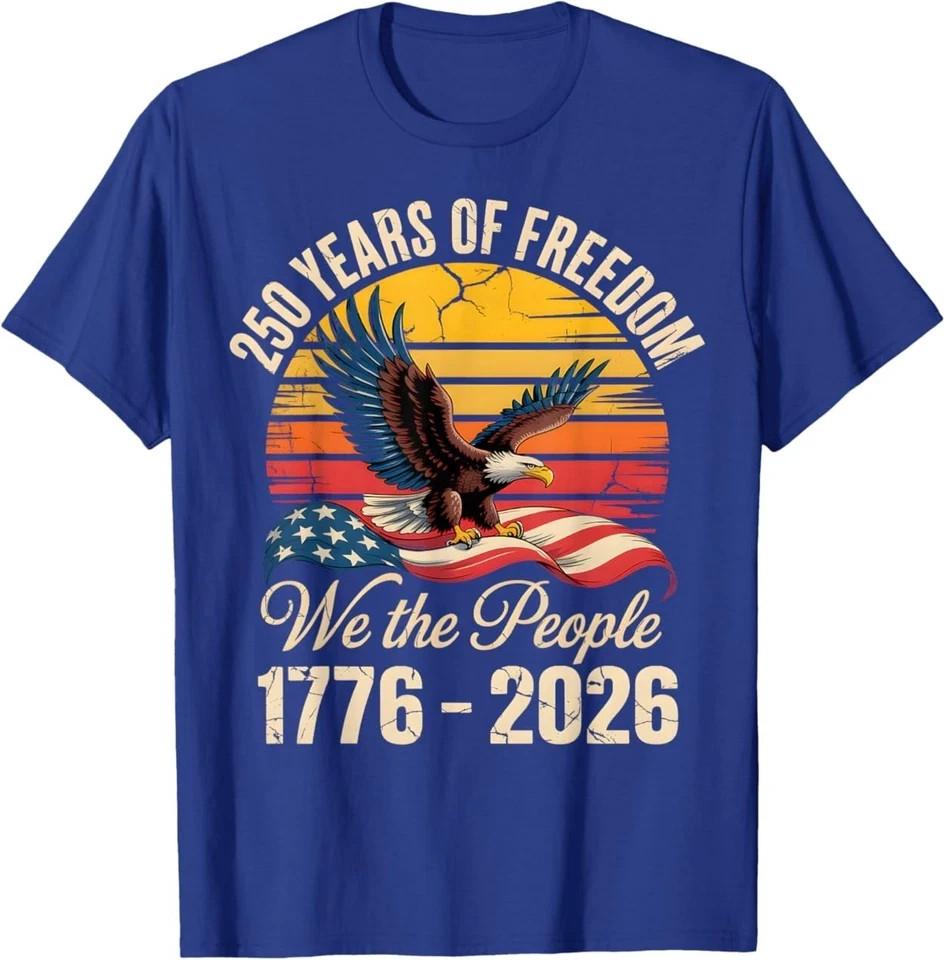4th of July American Flag Eagle Vintage 250 Years 1776 2026 T-Shirt S