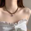 French Vintage Pearl Necklace, Light Luxury Elegant Clavicle Chain for Women