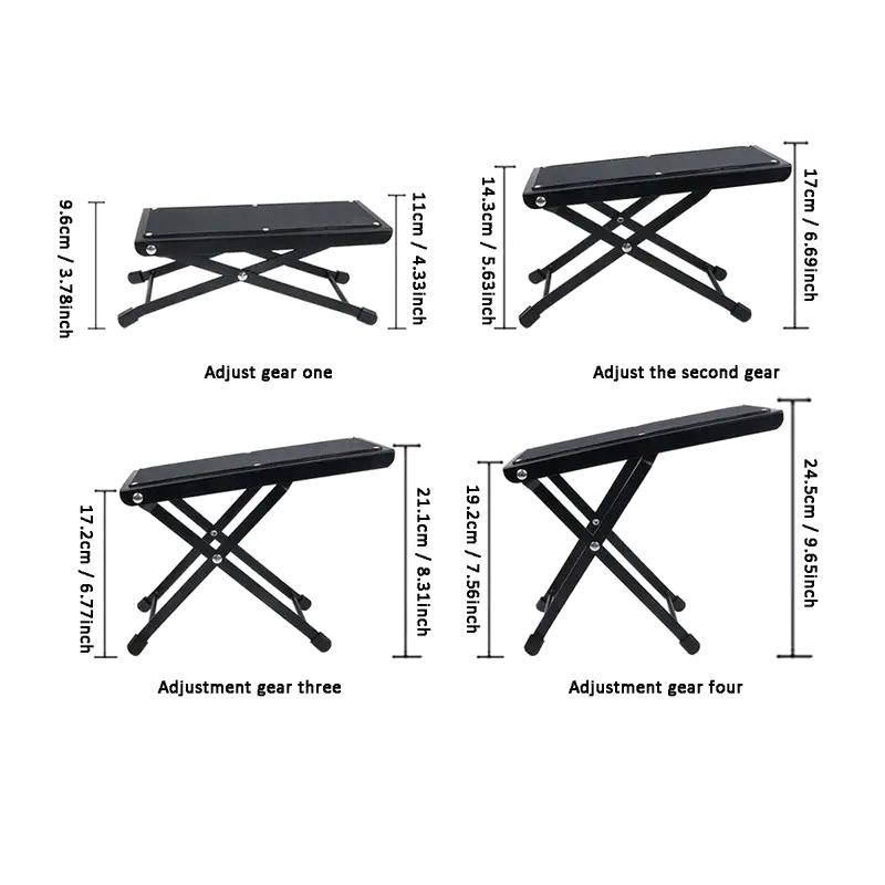 Pedicure Stool For Nail Technology Foldable Adjustable Pedicure Foot Stand Non-Slip Foot Stool W/ 6 Heights Black Pedicure Tool