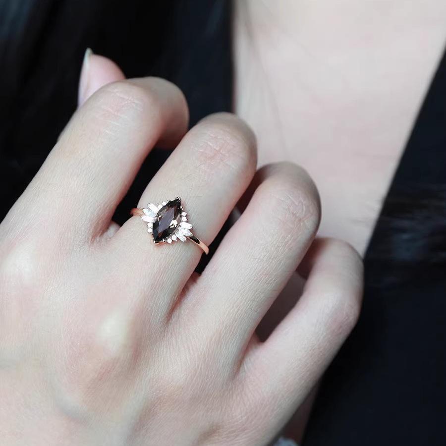 

Элегантное кольцо с цирконом Маркиза : Ювелирные изделия из стерлингового серебра 925 пробы US Size 8