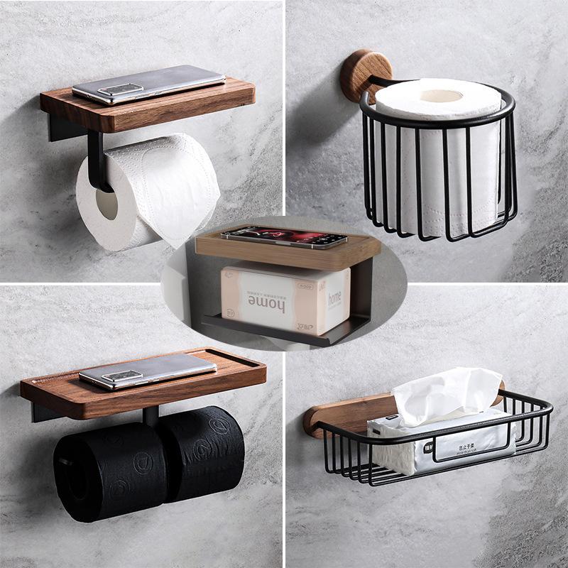 Wooden Toilet Paper Holder Bathroom Wall Mount WC Paper Phone Holder Shelf Storage Towel Roll Shelf Accessories DROPSHIPPING
