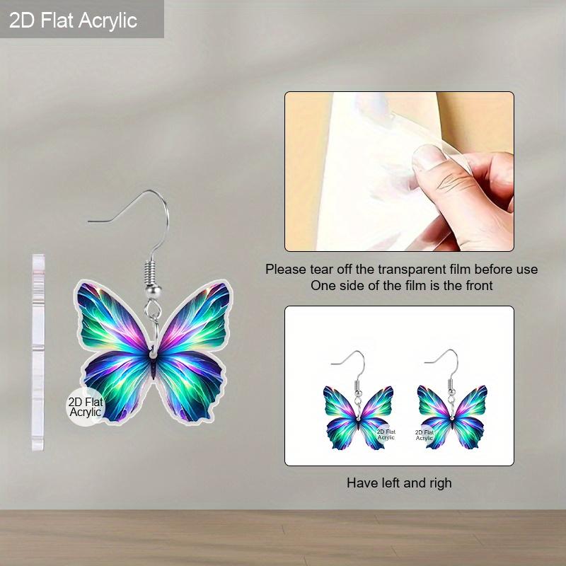 Cercei Acrilici Plați 2D cu Fluturi pentru Femei, Acrilic Aurora Morpho, Bijuterii Atârnate, Farmece Creative cu Insecte de Primăvară, Cadouri