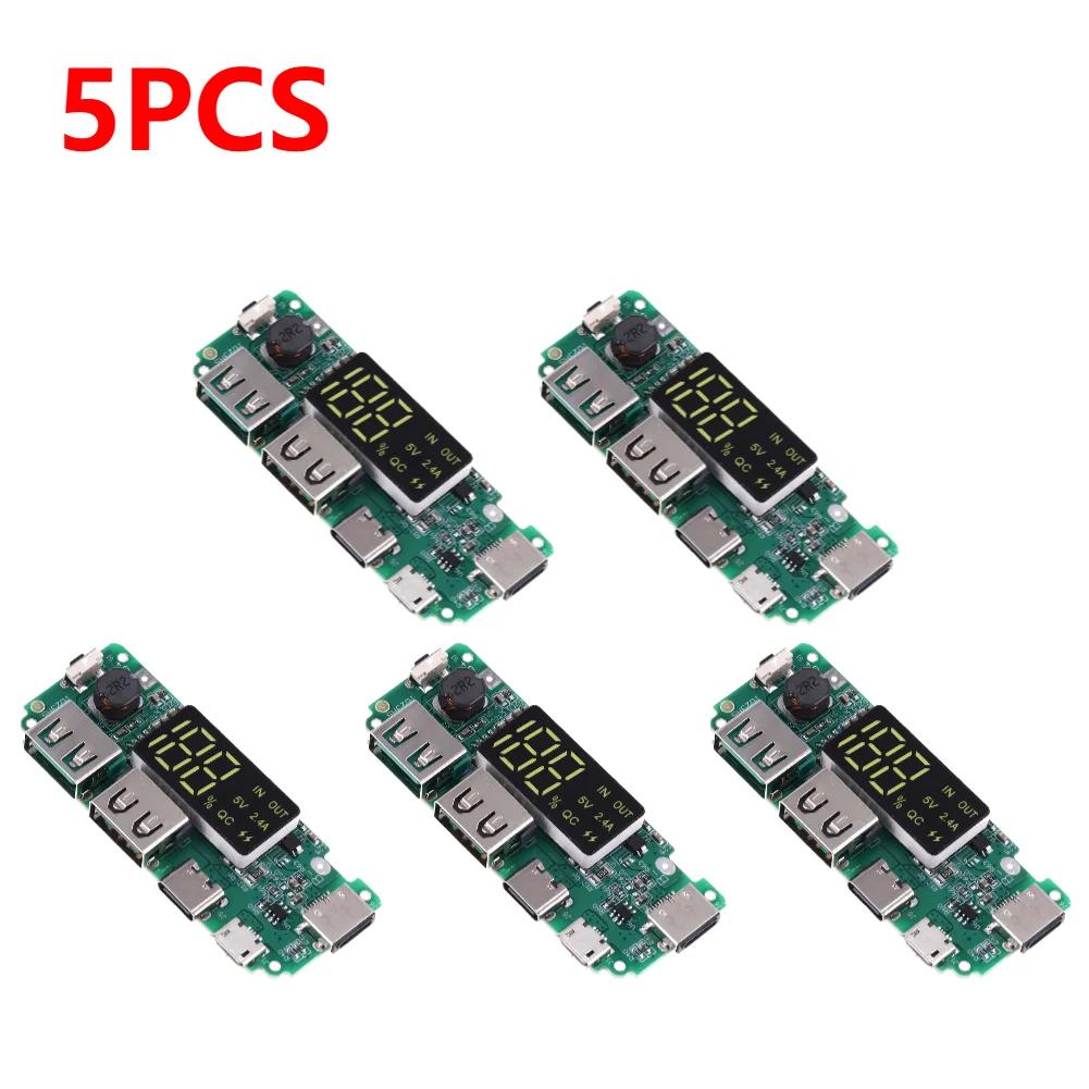 1-10pcs Mini 18650 Charging Module LED Dual USB 5V2.4A 2A /1A Micro/Type-C USB Mobile Power Bank Lithium Battery Charger Board