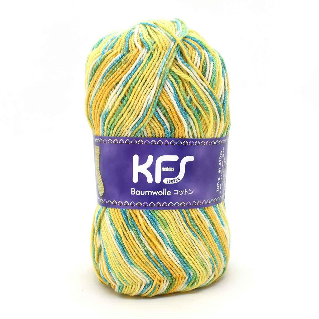 Opal Original Cotton Sock Cotton Multicolor Yarn, 4-ply Blend, KFS219, Lemonade, Yellow-Green