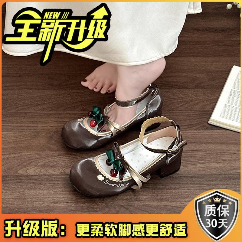 Sweet and Cute Bow Round Head Thick Heel Women's Summer New Sweet and Versatile Casual High Heel Single Shoes