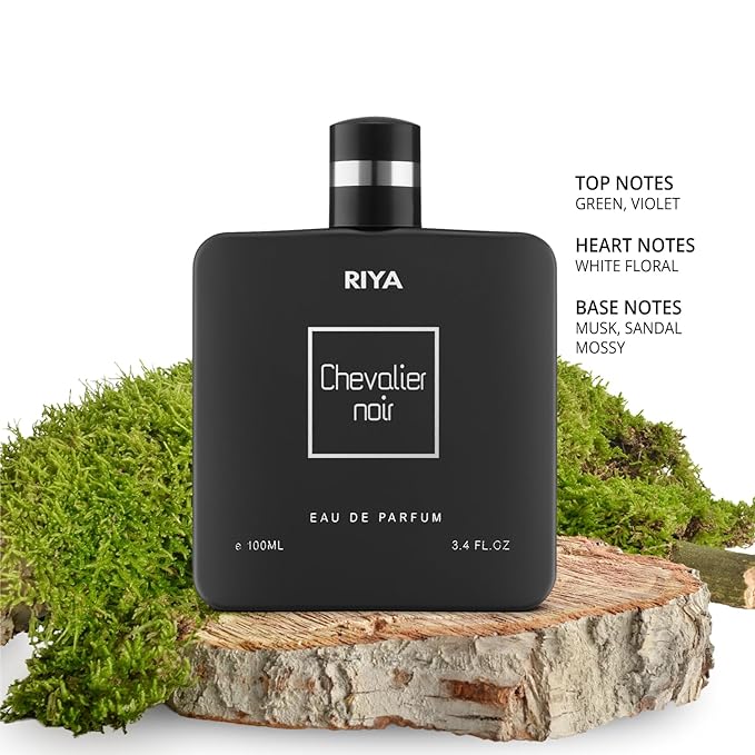 RIYA CHEVALIER NOIR For Men Eau De Parfum Spray Green, Musk, Mossy 100 ML Dark Power Fragrance /On-the Edge Thrill Fragrance (Dark Black)