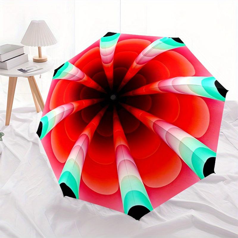 1pc Kaleidoscope Pattern Automatic Open/close Folding Umbrella, Compact Portable Travel Umbrella,Cute Umbrella, Durable Construction Yy250804090