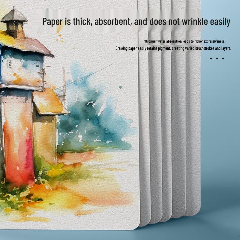 Fine Grain 300g Cotton Watercolor Paper - Round Dye Card for Painting & Drawing