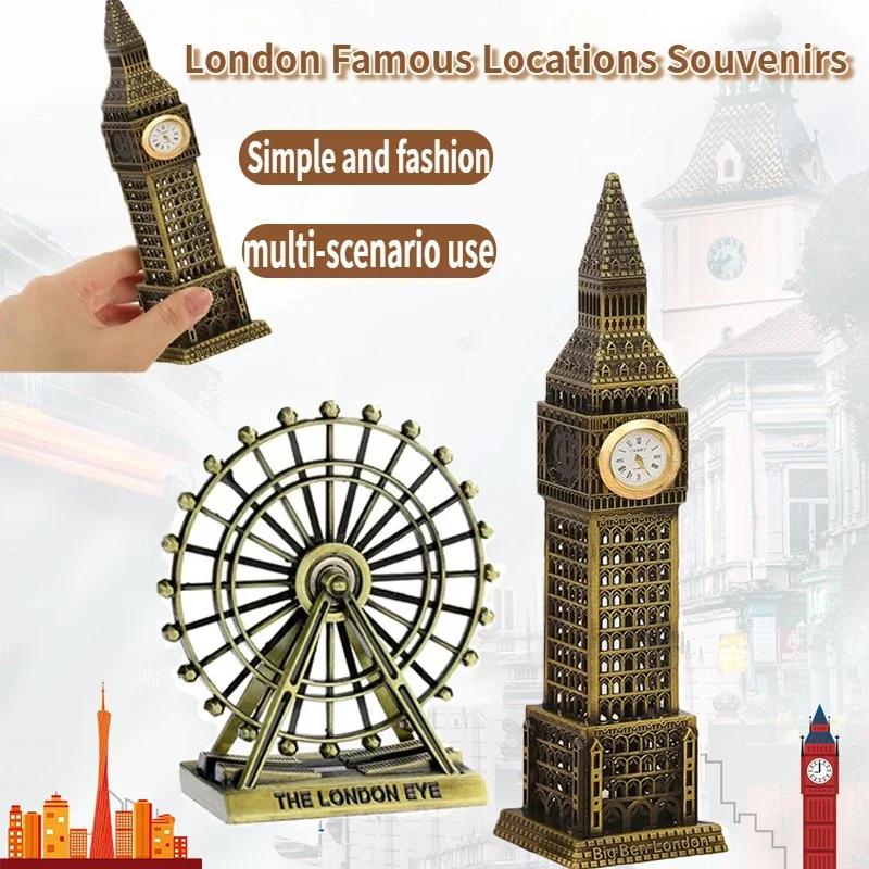 Landmark Building Ornaments Metal Clock Big Ben Model Gift London Souvenir Living Room Creative Ornaments Desktop Decorations