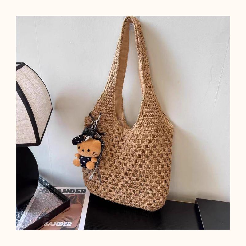 

Summer Super Popular Hand-Woven Bag Women s Bag 2025 New Idle Style Lafite Straw Bag Large Capacity Beach Bag Khaki