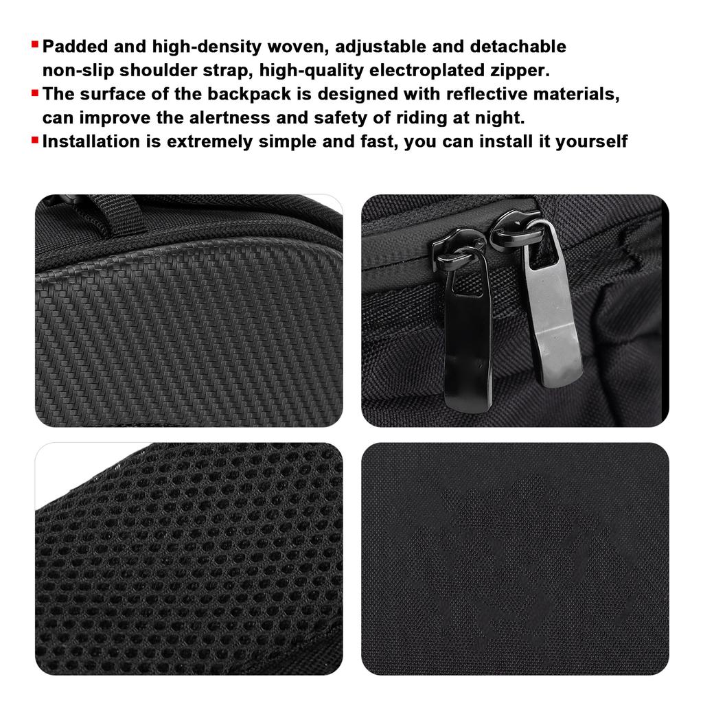 Motorcycle Rear Seat Bag Pack Waterproof Oxford Cloth HighDensity Woven Reflective (Red )