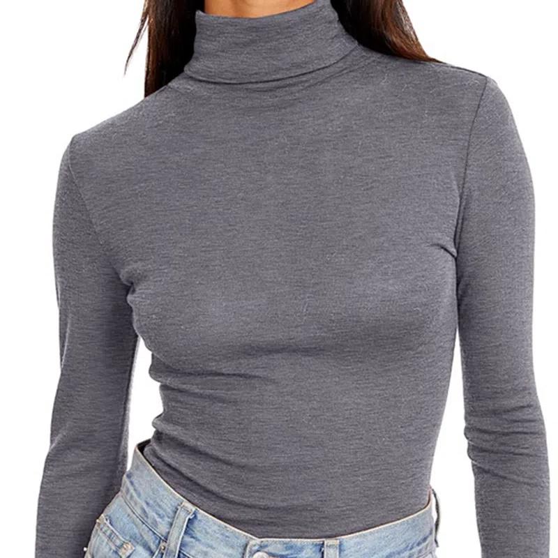 Women's Turtleneck Long Sleeve Shirts Fall Fashion Basic Thermal Underwear Tops Winter Clothes Turtleneck Top, Slim Fit Stretchy Mock Neck Shirt S-5XL