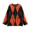 Womens Winter Loose Vintage Striped Knit Cardigan Long Sleeve Round Neck Casual Sweater Coat