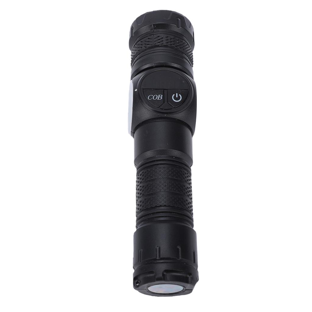 Rechargeable Flashlight High Luminous Flux Daul Light Source Telescopic Zoom Flashlight with Magnetic Base for Camping