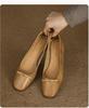 Soft and non-grinding feet~ Simple and versatile bow single shoes square head flat bottom 2025 spring new wipe leather work