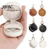 Wear Resistant Jewelry Pouch Portable Box Keychain, PU Leather Travel Organizer Case, Soft Velvet Lined Holder Lining Secure Zipper Closure for Rings