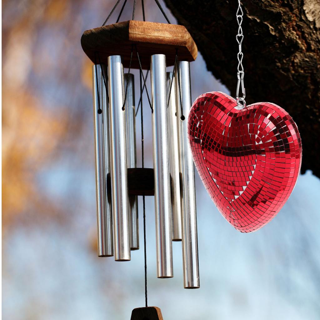Hanging Heart Shaped Disco Ball Glass Reflective Sphere for Party Decorations Wedding Stage Ornament Sparkling Mirror Ball