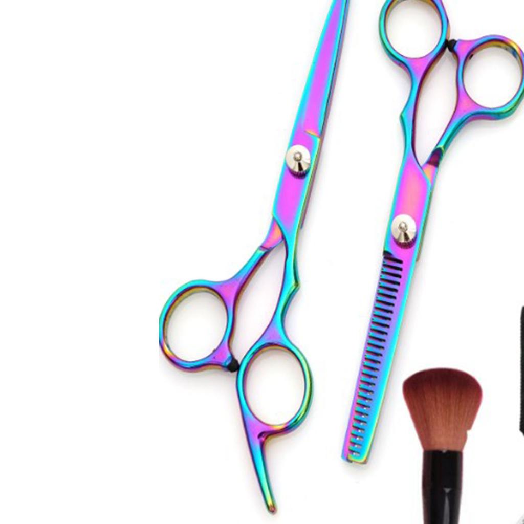 11pcs Hair Cutting Scissors Brush Comb Stainless Steel Colorful Hairdressing Scissor Set for Barber Shop