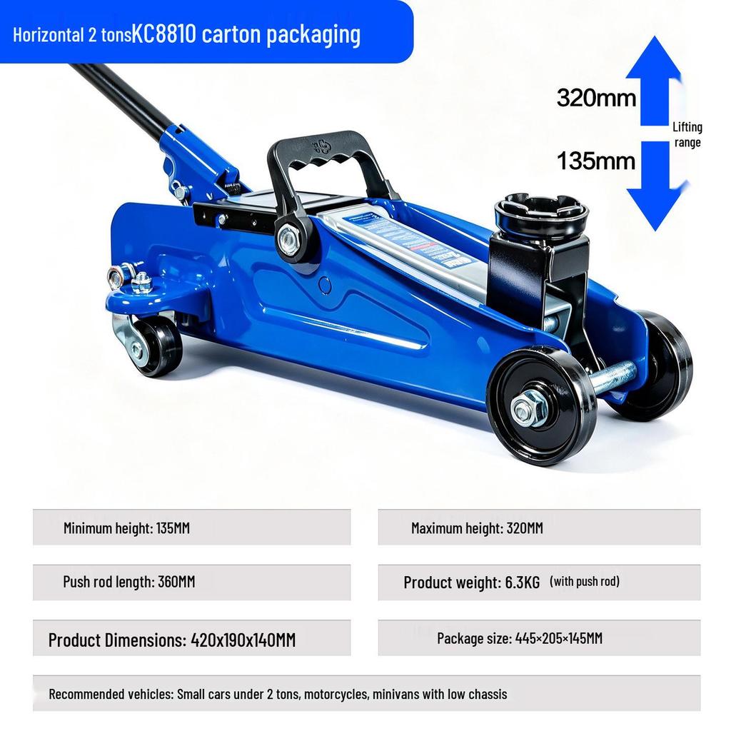 2-Ton Horizontal Hydraulic Car Jack for SUVs – 3T Tire Change Tool