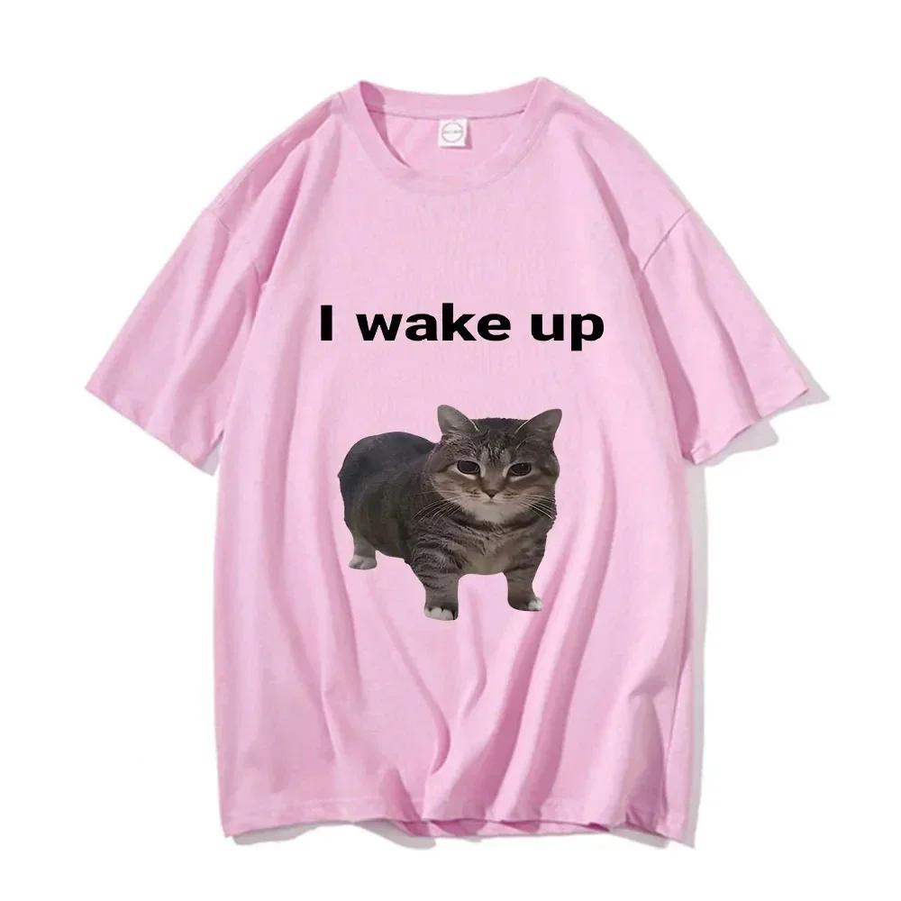 Women Clothes Harajuku Aesthetic Tshirt Vintage Unisex Streetwear Cute Cat L Wake T Shirts Funny Cool Women Short Sleeved