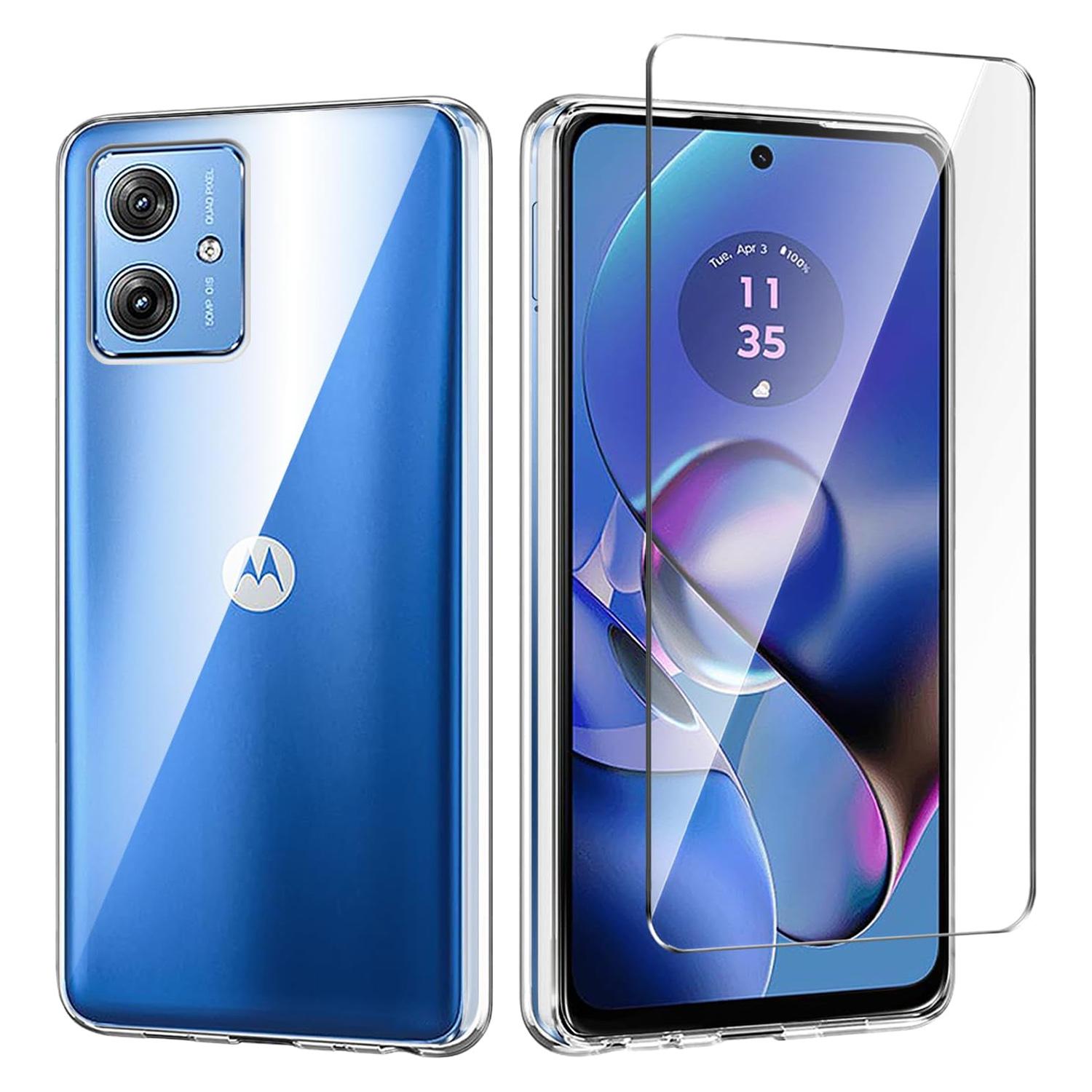 

For Motorola Moto G64 5G Clear TPU Anti-Scratch Phone Case+2.5D Arc Edge Screen Protector A