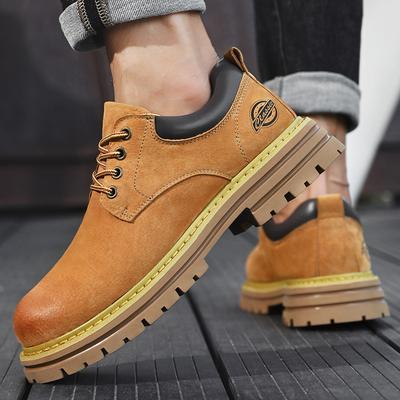 Big Head Leather Shoes Low Top Platform Casual Martin Boots Men's Outdoor Tooling Shoes Retro Korean Version Pigskin Large Size Short Boots Men