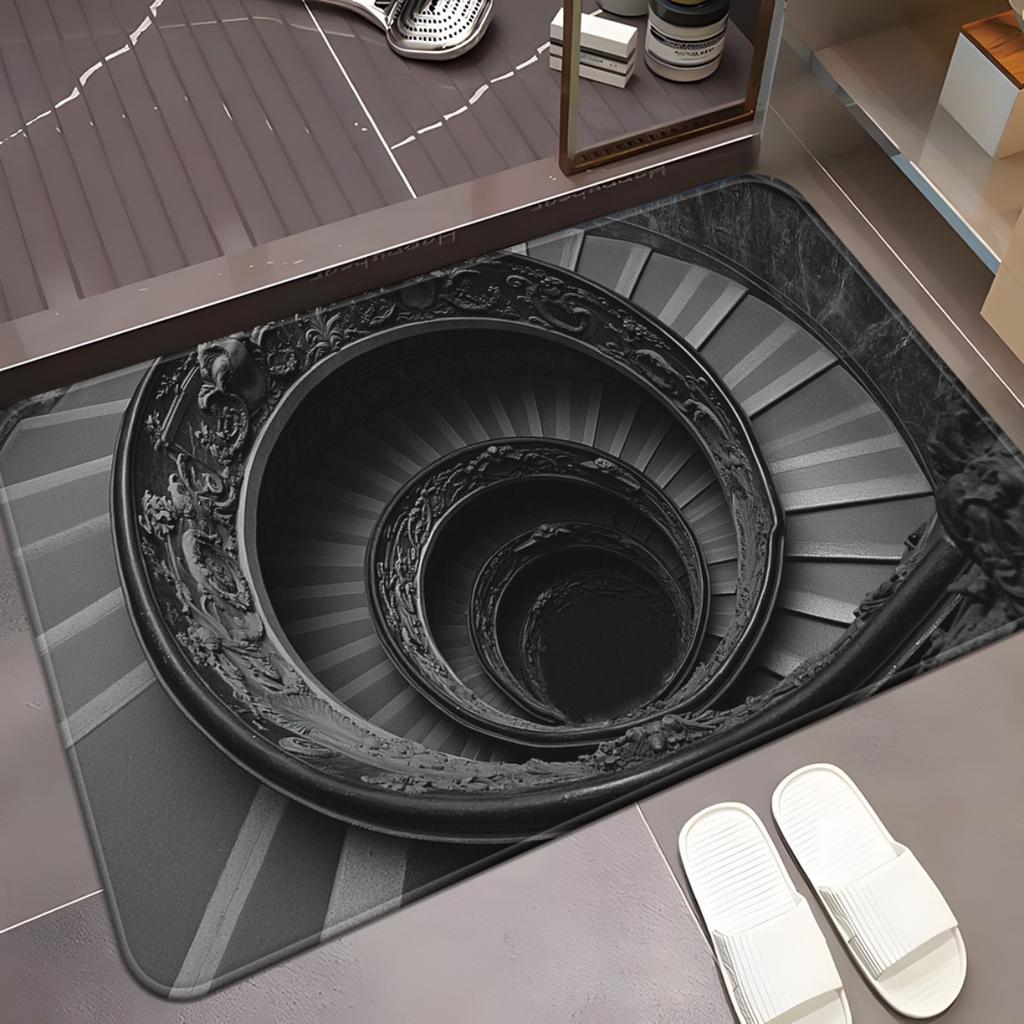 3D Visuelles Loch Teppich Kreativer Illusion Teppich Badezimmer Wohnzimmer Anti-Rutsch Wasserabsorbierende Matte Heimdekoration