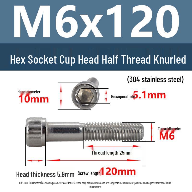 304 Stainless Steel Hex Socket Screws M4-M20, Cylindrical Head, Partial Thread Bolts