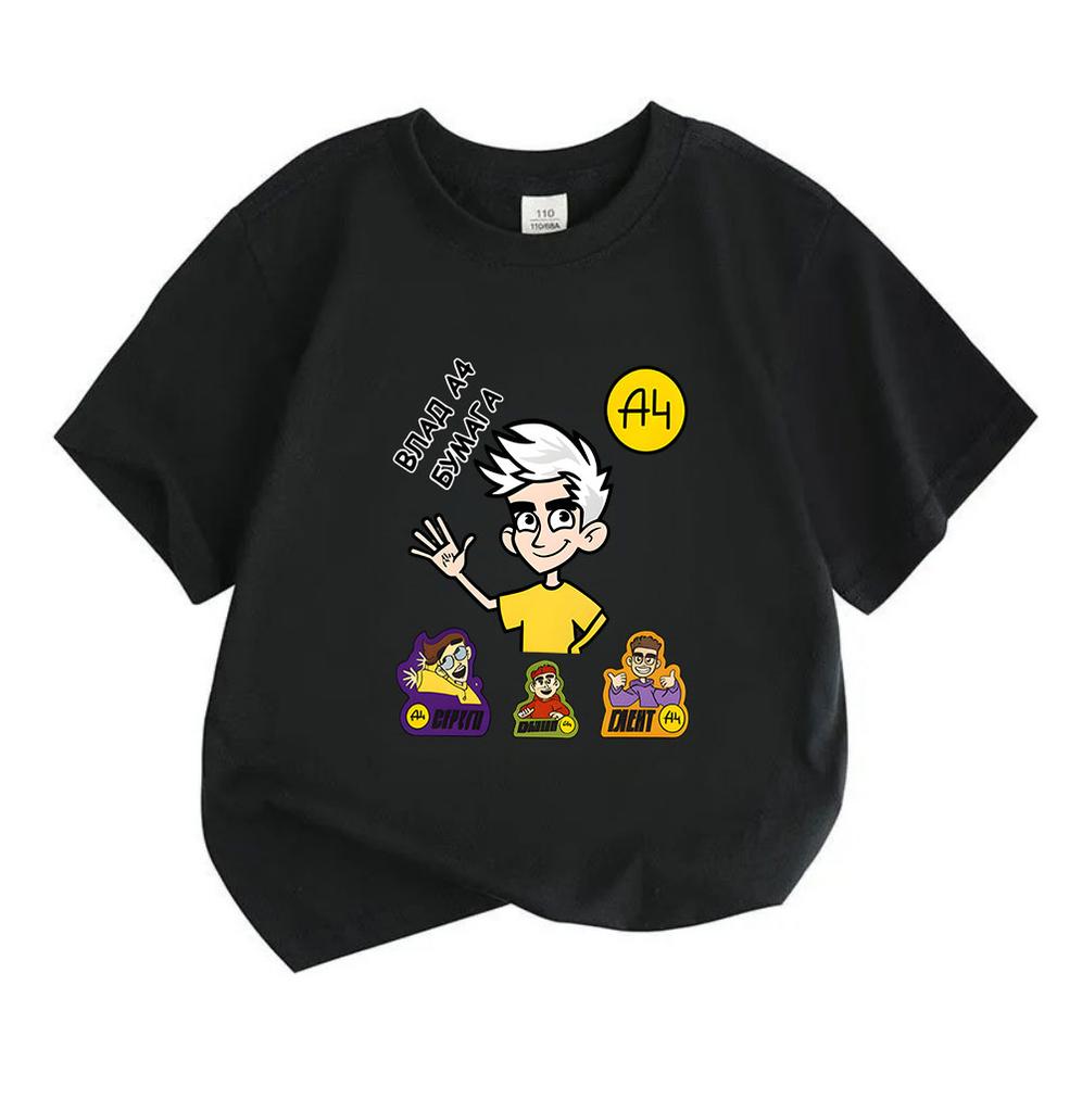 Kids Boys Girls 100% Cotton O-neck Short Sleeve T-Shirt, Cute Cartoon Character Printed Casual Soft Breathable Tee for Daily Wear School Summer Tops f