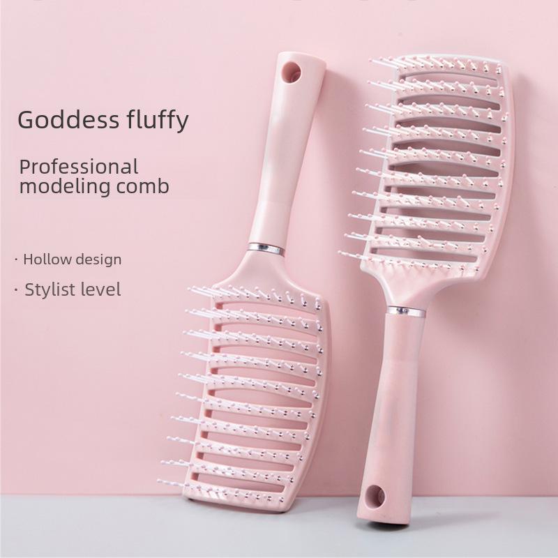 Macaron Arc Hollow Hair Comb for Fluffy Style and Scalp Massage