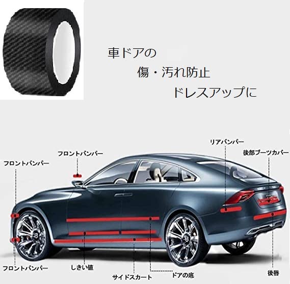 Digital Land Car Door Film Protective Tape Carbon Style [Width