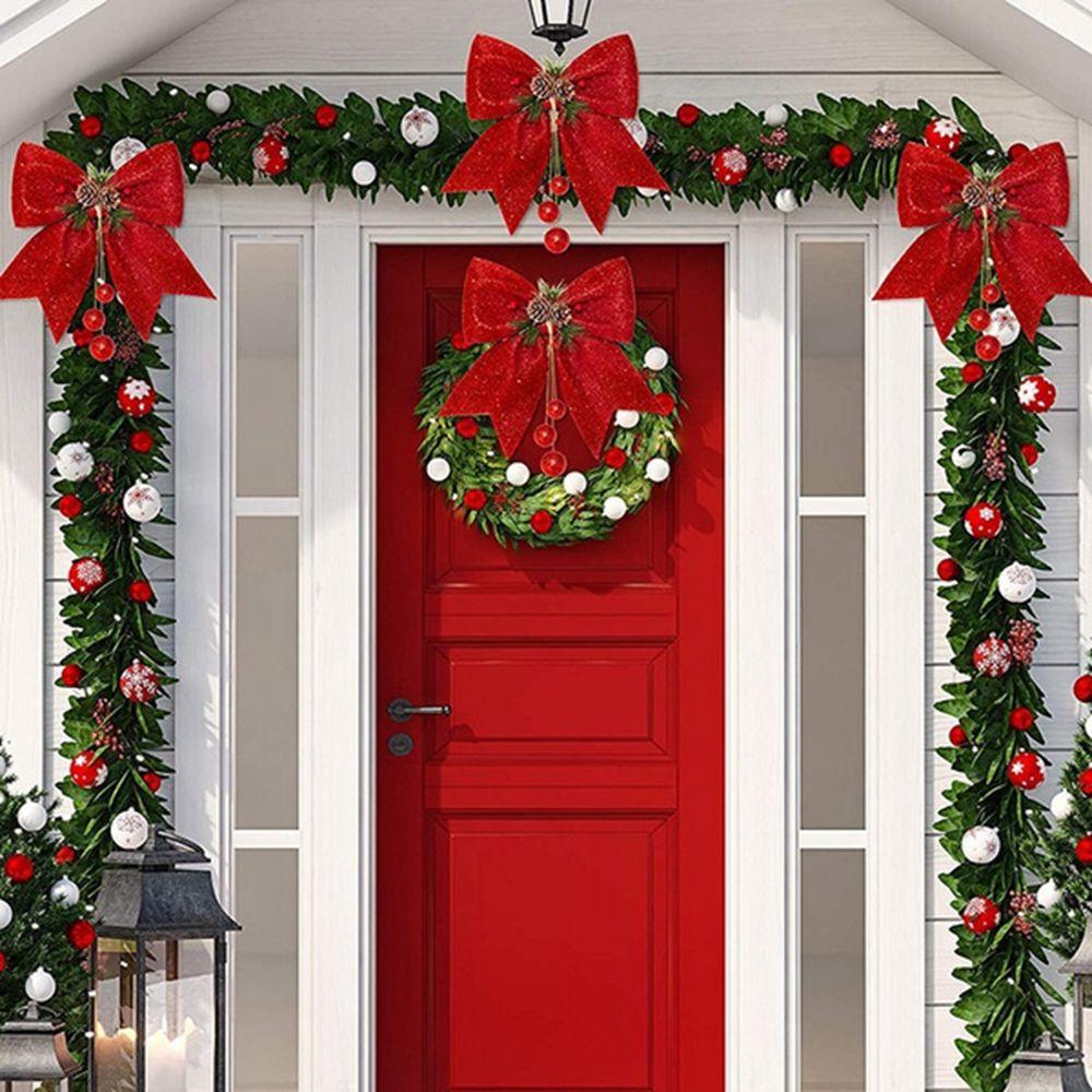 Cones Xmas Decorative Red Wreaths Durable Christmas Decoration Christmas Bow Bow Ties Home Ornament