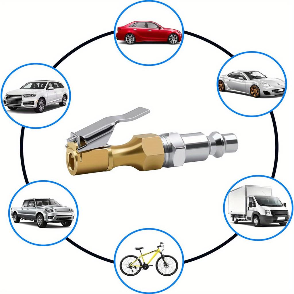 3pcs Heavy Duty Brass Air Chucks with Clip, American Model, Closed Flow Lock-on Tire Inflator Chuck for Schrader Valve