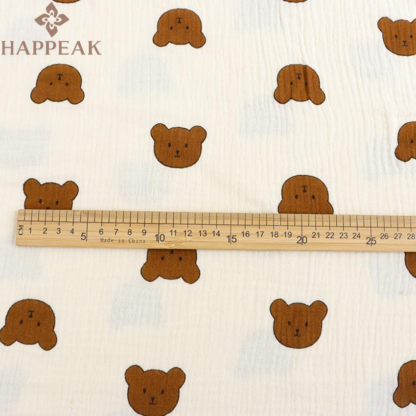HAPPEAK Customize Bear Printed Double Gauze Muslin Cotton Fabric Fabric for Loungewear