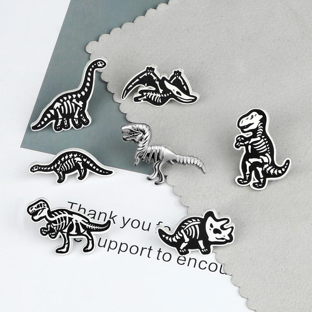European & American Style Jurassic Park Dinosaur Skeleton Brooch - Creative Mini Animal Pin