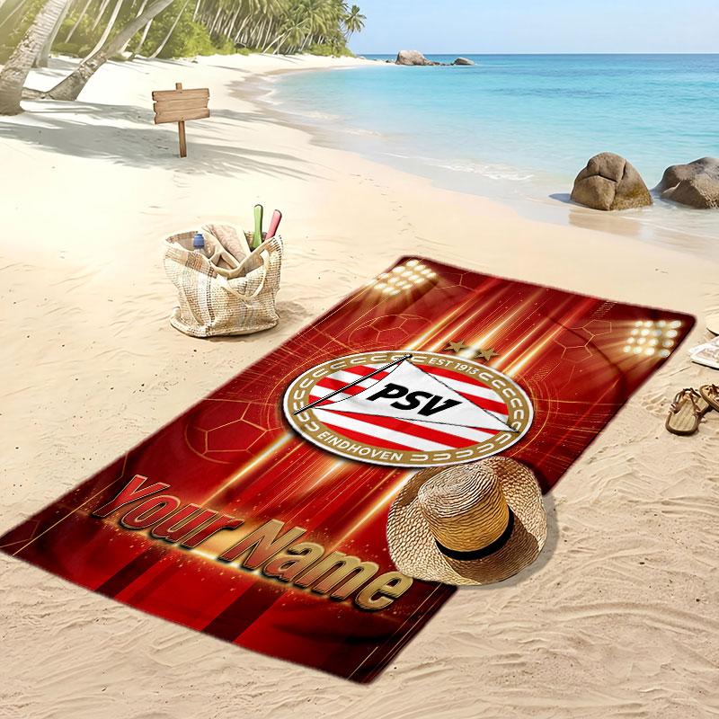 PSV Eindhoven FC Telo da Spiaggia Stampato Personalizzato Logo Calcio Supporto Nome Personalizzato Testo Asciugamano Assorbente Per Sport Viaggio Regalo Speciale