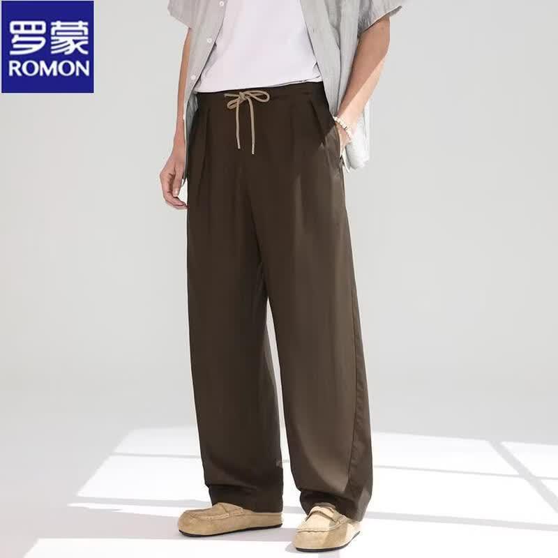 ROMON Men s Summer Breathable Straight-Leg Casual Pants 3XL