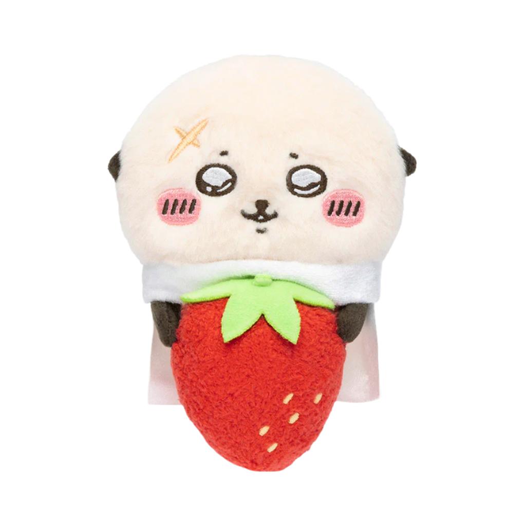Nagano Chiikawa Watching From The Desktop Plush Rakko with Strawberries