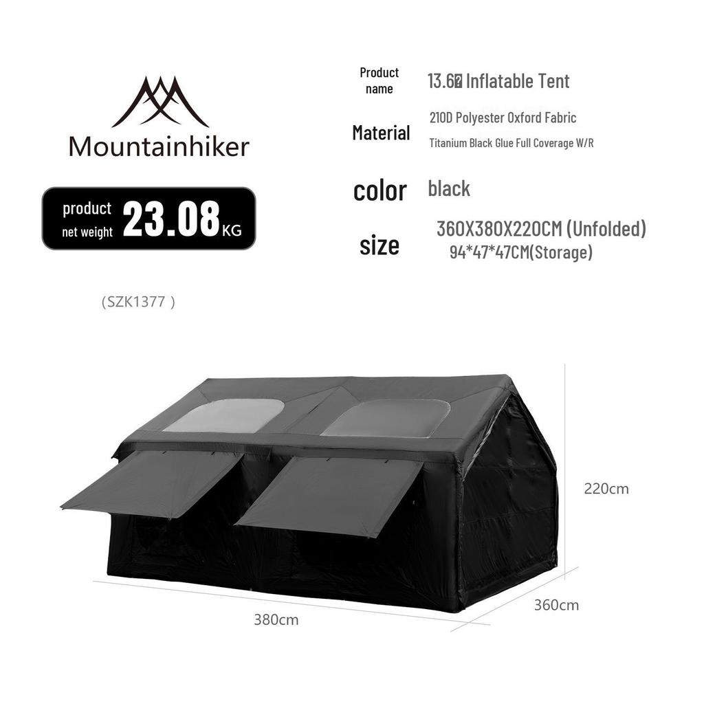 Mountain Guest 13.6 Fully Automatic Inflatable Tent - Oxford Cloth & Black Titanium Canopy for Outdoor Camping