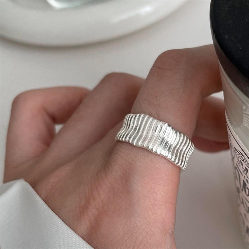 French black agate ring threaded ring fashion personality index finger ring open ring ins fashion