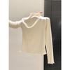 Women's Polka Dot Ruffle T-Shirt: Warm Long Sleeve, Half-High Collar Base Layer for Autumn/Winter